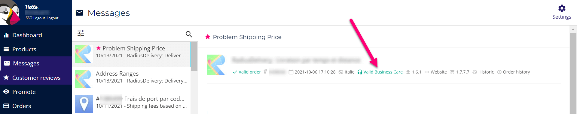 How can I verify that a customer has an active "Business Care" subscription?